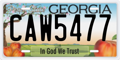 GA license plate CAW5477