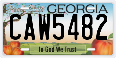 GA license plate CAW5482
