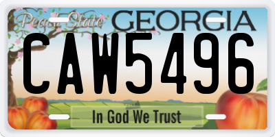 GA license plate CAW5496