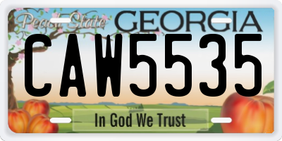 GA license plate CAW5535
