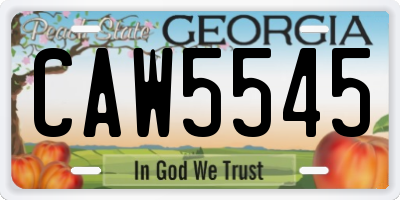 GA license plate CAW5545