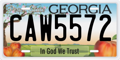 GA license plate CAW5572