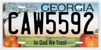 GA license plate CAW5592