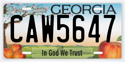 GA license plate CAW5647