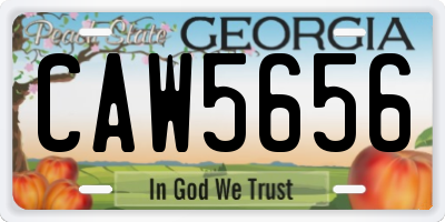 GA license plate CAW5656