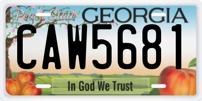 GA license plate CAW5681