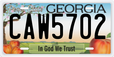GA license plate CAW5702
