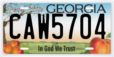 GA license plate CAW5704