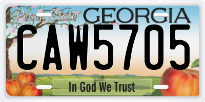 GA license plate CAW5705
