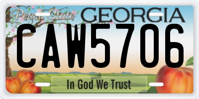 GA license plate CAW5706