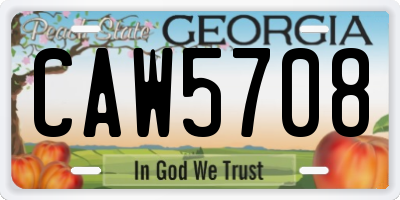 GA license plate CAW5708
