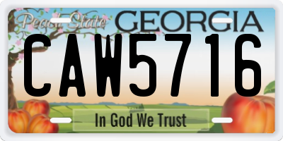 GA license plate CAW5716