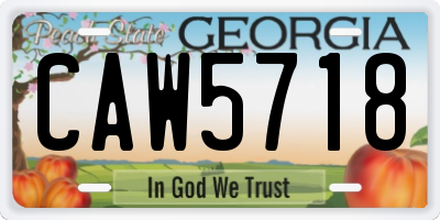 GA license plate CAW5718