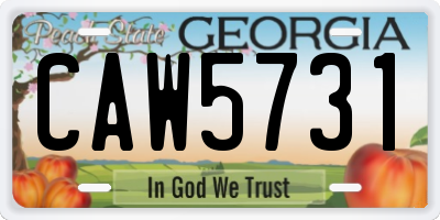 GA license plate CAW5731