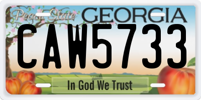 GA license plate CAW5733