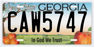 GA license plate CAW5747