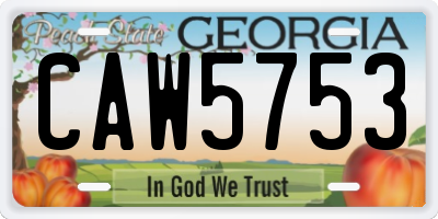 GA license plate CAW5753