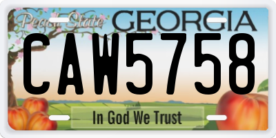 GA license plate CAW5758