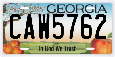 GA license plate CAW5762