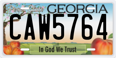 GA license plate CAW5764