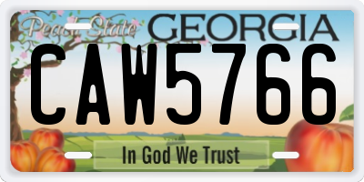 GA license plate CAW5766