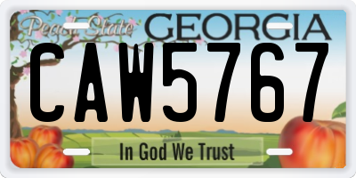 GA license plate CAW5767