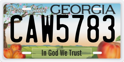 GA license plate CAW5783