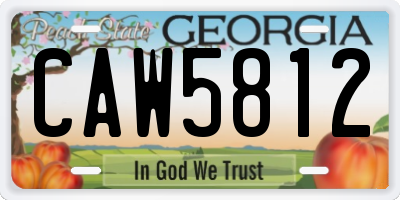 GA license plate CAW5812