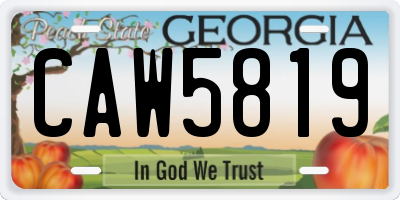 GA license plate CAW5819