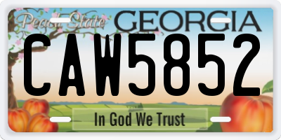 GA license plate CAW5852