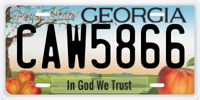 GA license plate CAW5866