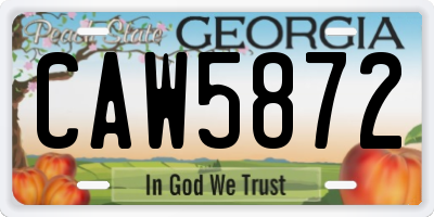 GA license plate CAW5872