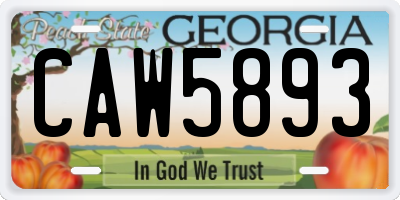 GA license plate CAW5893
