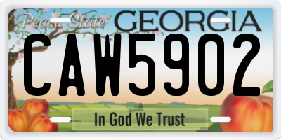 GA license plate CAW5902