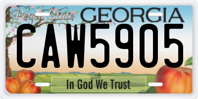 GA license plate CAW5905