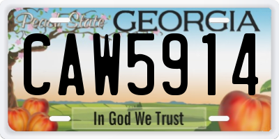 GA license plate CAW5914