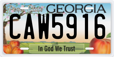 GA license plate CAW5916