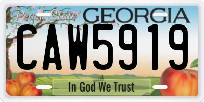 GA license plate CAW5919