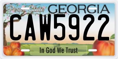GA license plate CAW5922