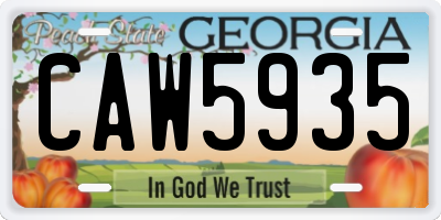 GA license plate CAW5935