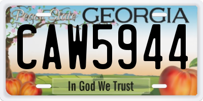 GA license plate CAW5944