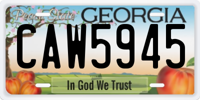 GA license plate CAW5945