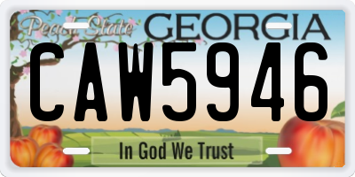 GA license plate CAW5946