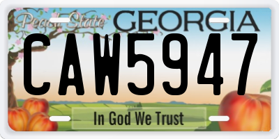 GA license plate CAW5947