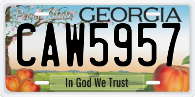 GA license plate CAW5957