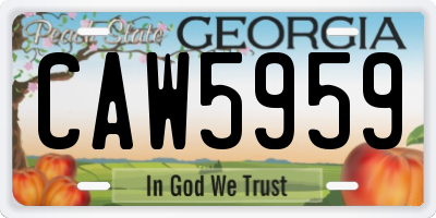 GA license plate CAW5959