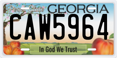GA license plate CAW5964