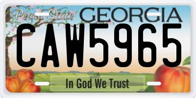 GA license plate CAW5965