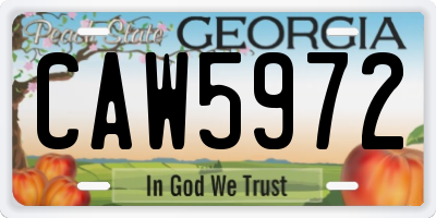 GA license plate CAW5972