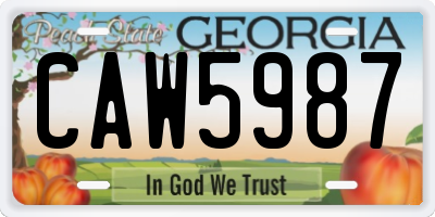 GA license plate CAW5987